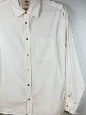 Zara Man’s Edition SS’26 White Relaxed Fit 100% Cotton Bottom Down Shirt Size XL